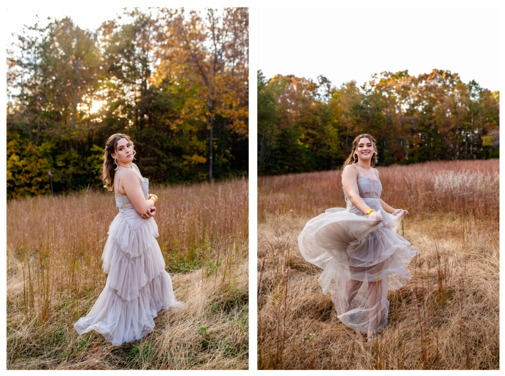 senior photos with a tulle dress